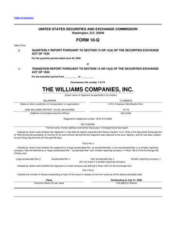 Thumbnail Williams Companies
 10-Q Quarterly Report FY 