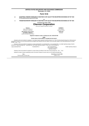 Thumbnail Chevron 10-Q Quarterly Report FY 