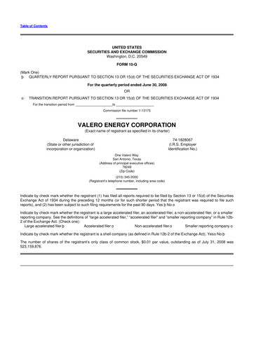 Vorschaubild Valero Energy 10-Q Quartalsbericht  