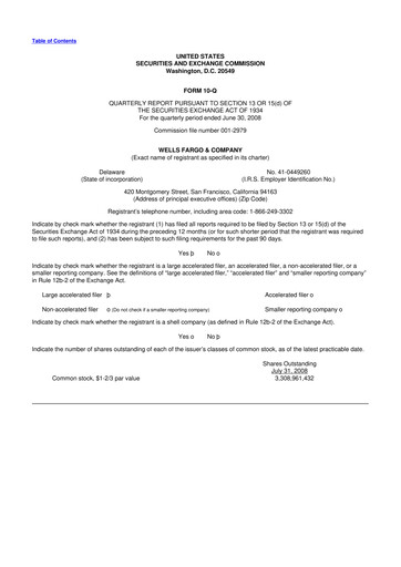 Vorschaubild Wells Fargo 10-Q Quartalsbericht  