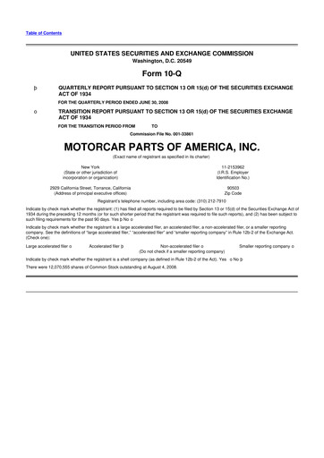 Vorschaubild Motorcar Parts of America 10-Q Quartalsbericht  