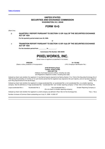 Miniature Pixelworks 10-Q Rapport trimestriel  