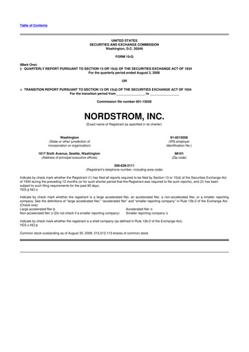 Thumbnail Nordstrom 10-Q Quarterly Report FY 