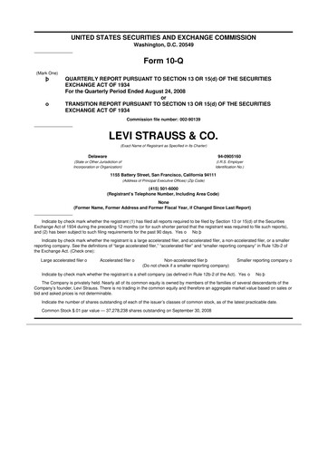Thumbnail Levi Strauss & Co. 10-Q Quarterly Report FY 