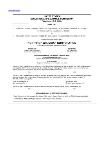 Thumbnail Northrop Grumman 10-Q Quarterly Report FY 