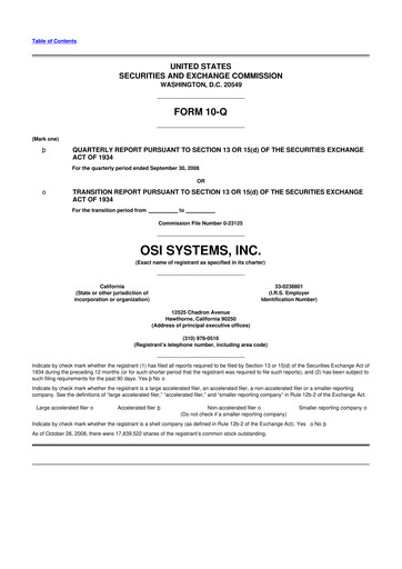 Thumbnail OSI Systems
 10-Q Quarterly Report FY 