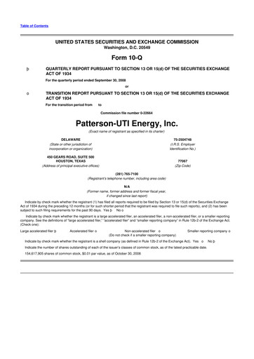 Thumbnail Patterson-UTI Energy 10-Q Quarterly Report FY 
