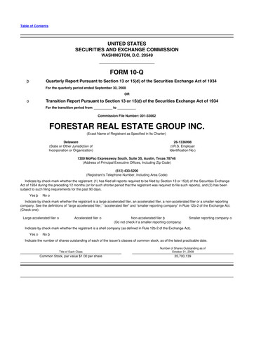 Thumbnail Forestar Group
 10-Q Quarterly Report FY 