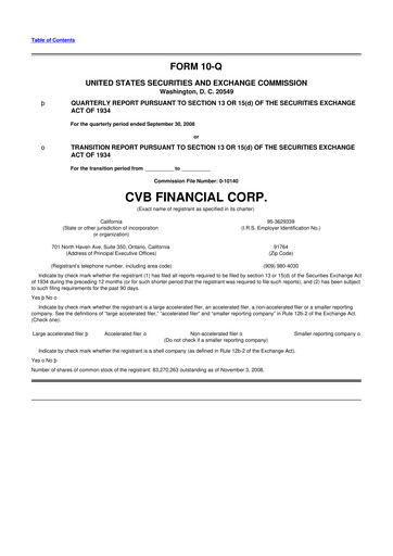 Thumbnail CVB Financial 10-Q Quarterly Report FY 