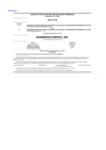 Thumbnail SandRidge Energy
 10-Q Quarterly Report FY 