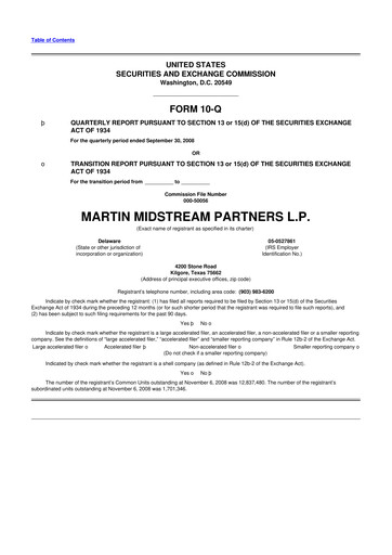 Thumbnail Martin Midstream Partners 10-Q Quarterly Report FY 