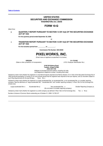 Miniature Pixelworks 10-Q Rapport trimestriel  