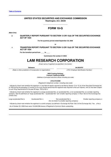 Vorschaubild Lam Research 10-Q Quartalsbericht  
