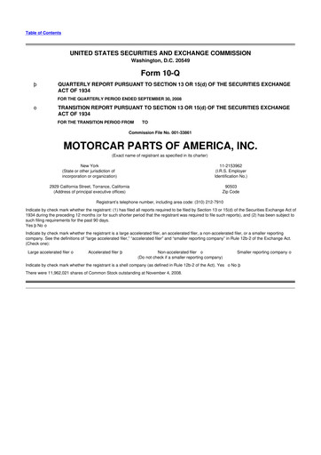 Vorschaubild Motorcar Parts of America 10-Q Quartalsbericht  