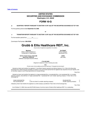 Thumbnail Healthcare Realty Trust 10-Q Quarterly Report FY 
