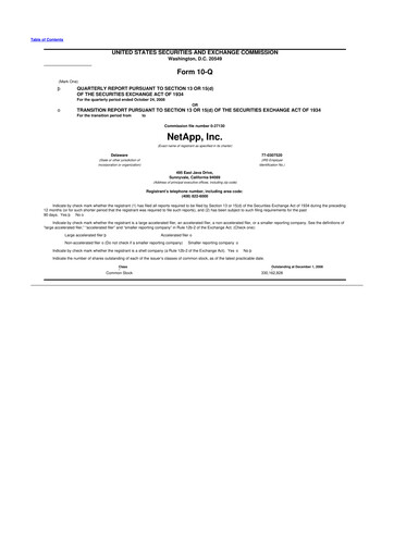 Miniature NetApp
 10-Q Rapport trimestriel  