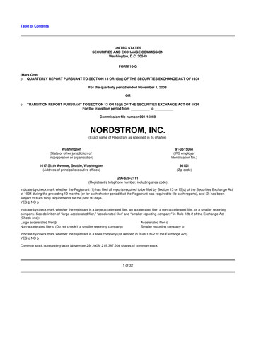 Thumbnail Nordstrom 10-Q Quarterly Report FY 