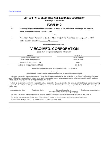 Thumbnail Virco Manufacturing 10-Q Quarterly Report FY 