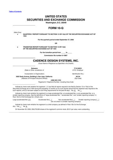 Thumbnail Cadence Design Systems 10-Q Quarterly Report FY 