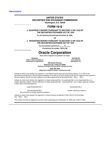 Thumbnail Oracle 10-Q Quarterly Report FY 