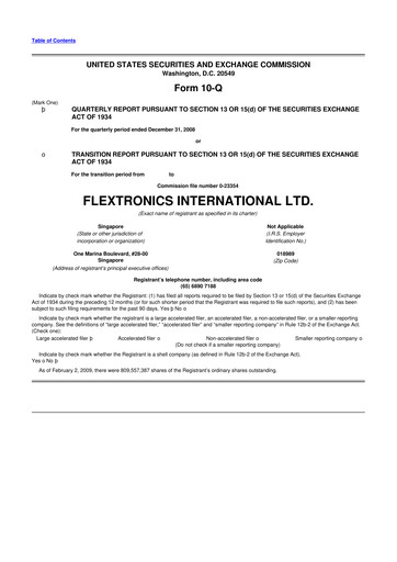 Miniature Flex 10-Q Rapport trimestriel  