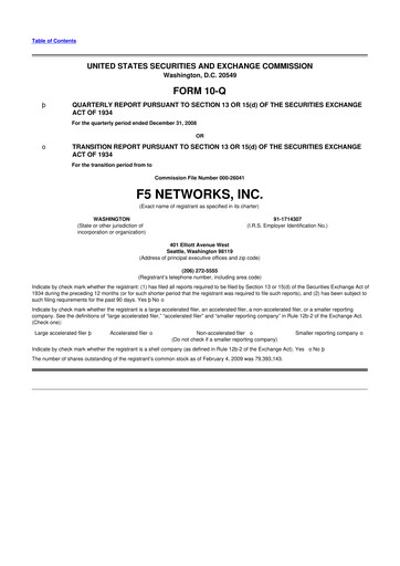 Vorschaubild F5 10-Q Quartalsbericht  