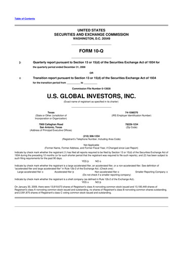 Thumbnail U.S. Global Investors 10-Q Quarterly Report FY 