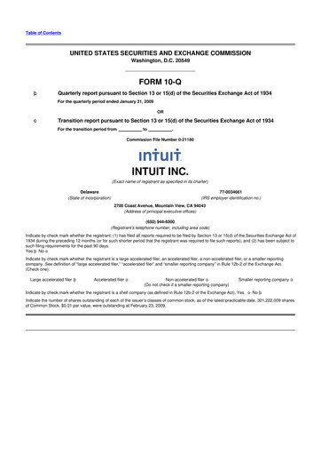 Miniature Intuit 10-Q Rapport trimestriel  