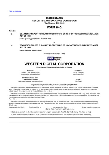 Thumbnail Western Digital 10-Q Quarterly Report FY 