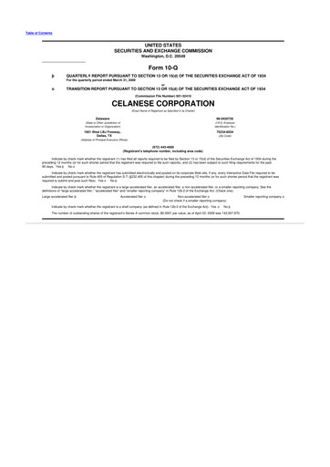 Thumbnail Celanese 10-Q Quarterly Report FY 