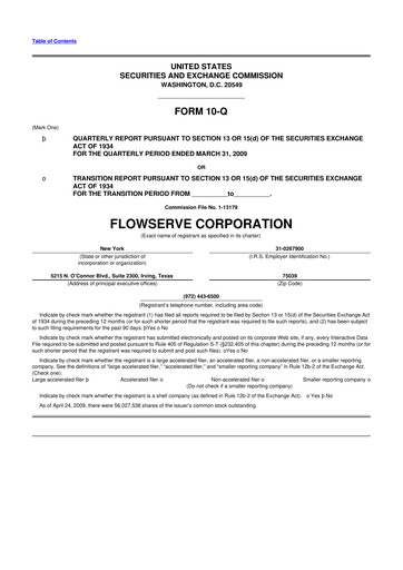 Thumbnail Flowserve
 10-Q Quarterly Report FY 