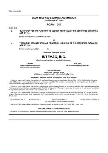 Thumbnail Intevac
 10-Q Quarterly Report FY 