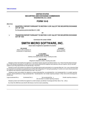 Thumbnail Smith Micro Software
 10-Q Quarterly Report FY 