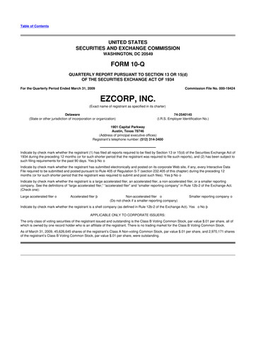 Thumbnail EZCorp 10-Q Quarterly Report FY 