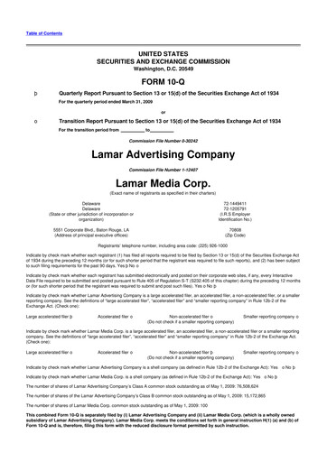 Thumbnail Lamar Advertising 10-Q Quarterly Report FY 