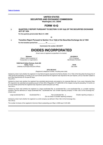 Thumbnail Diodes Incorporated 10-Q Quarterly Report FY 