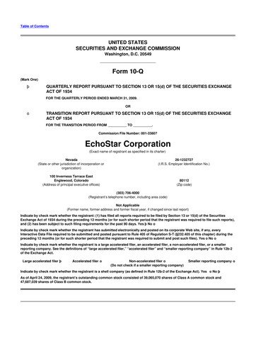Thumbnail EchoStar 10-Q Quarterly Report FY 