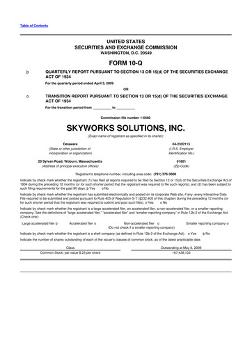 Vorschaubild Skyworks Solutions
 10-Q Quartalsbericht  