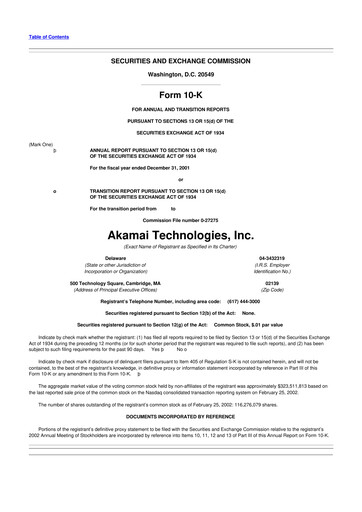 Thumbnail Akamai
 10-K Annual Report 2001