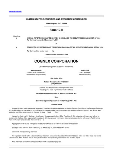 Thumbnail Cognex 10-K Annual Report 