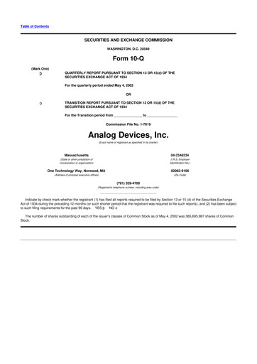 Vorschaubild Analog Devices 10-Q Quartalsbericht  