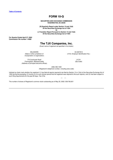 Miniature TJX Companies 10-Q Rapport trimestriel  