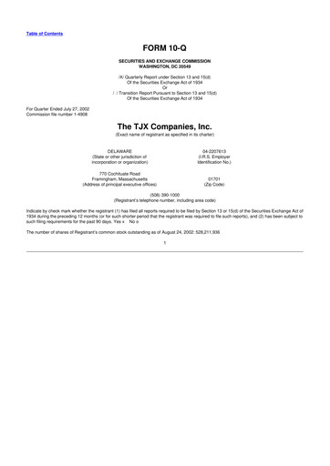 Miniature TJX Companies 10-Q Rapport trimestriel  
