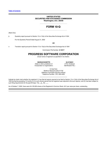 Thumbnail Progress Software
 10-Q Quarterly Report FY 