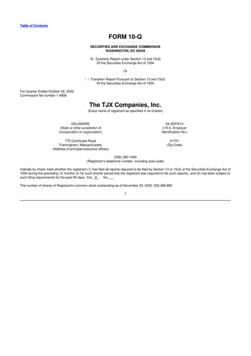 Miniature TJX Companies 10-Q Rapport trimestriel  