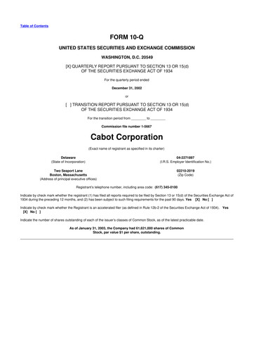 Thumbnail Cabot Corporation
 10-Q Quarterly Report FY 