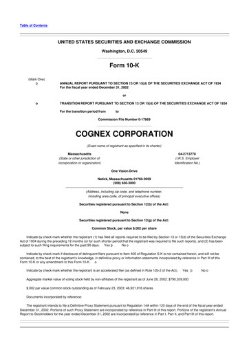 Thumbnail Cognex 10-K Annual Report 