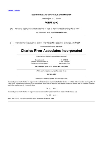 Miniature CRA International
 10-Q Rapport trimestriel  