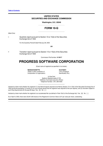 Thumbnail Progress Software
 10-Q Quarterly Report FY 