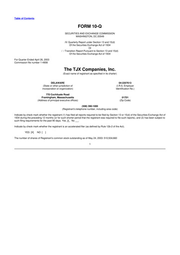 Miniature TJX Companies 10-Q Rapport trimestriel  